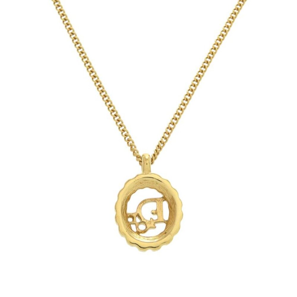 Christian Dior Vintage Logo Stone Gold Necklace Accessory 0898 - Picture 3 of 3